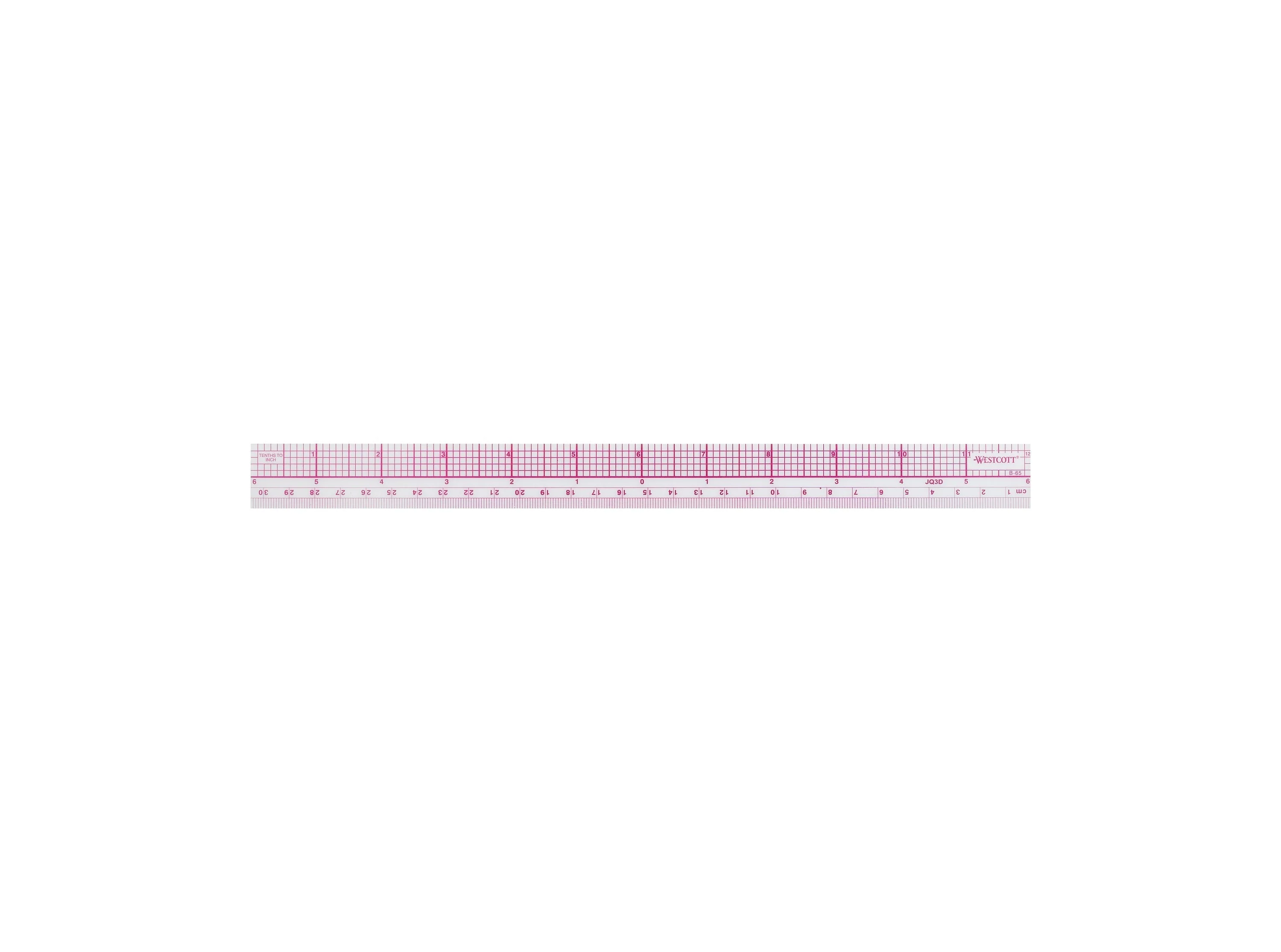 Westcott 10ths/Metric Beveled Ruler, 12-Inch/30cm (B-65)