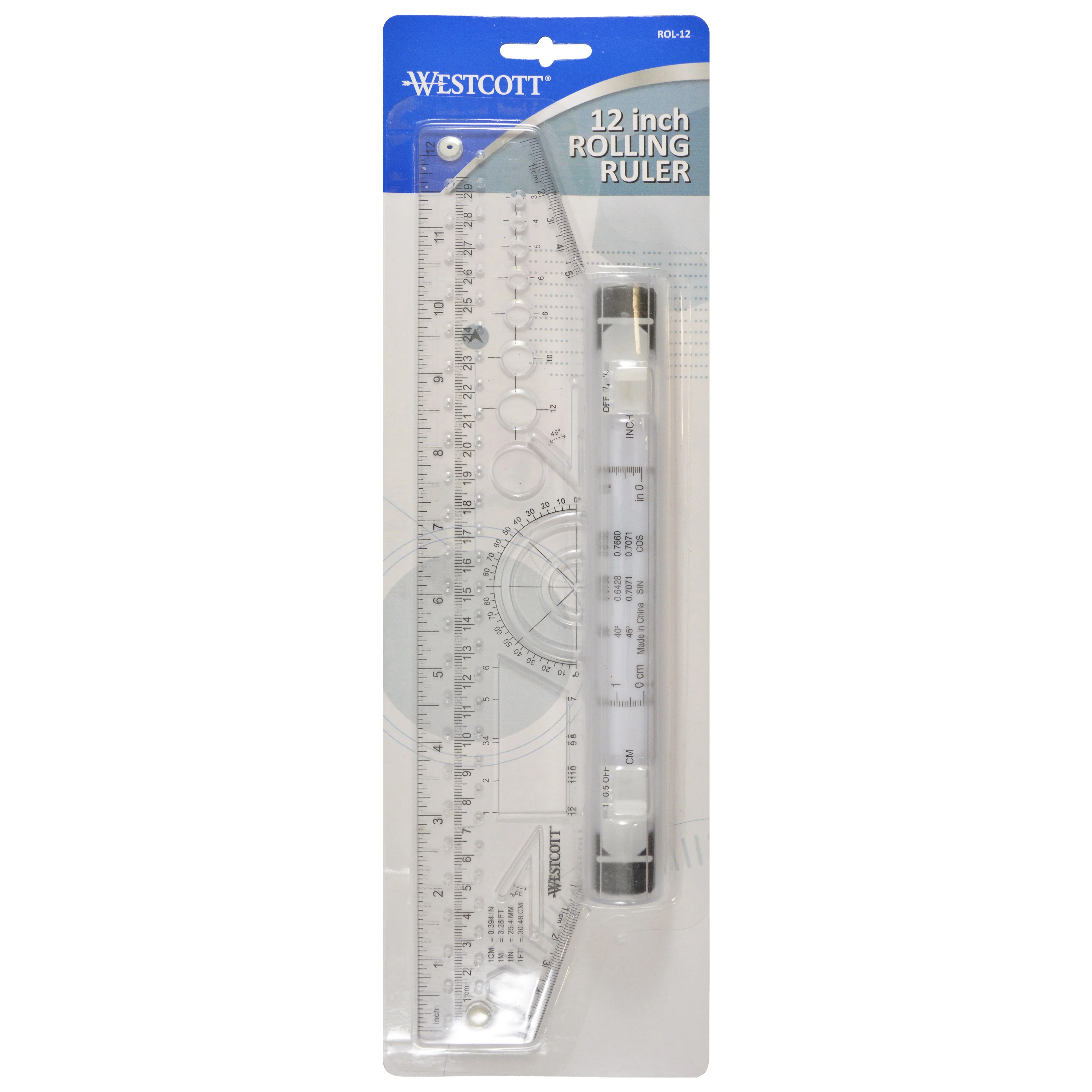 Westcott 12" Rolling Ruler, Clear (ROL-12) - Image 2
