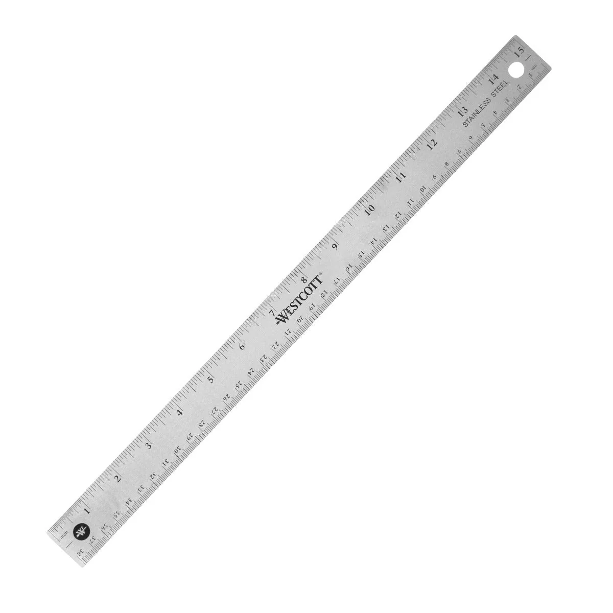 Westcott 15" Stainless Steel Office Ruler With Non Slip Cork Base (10416)