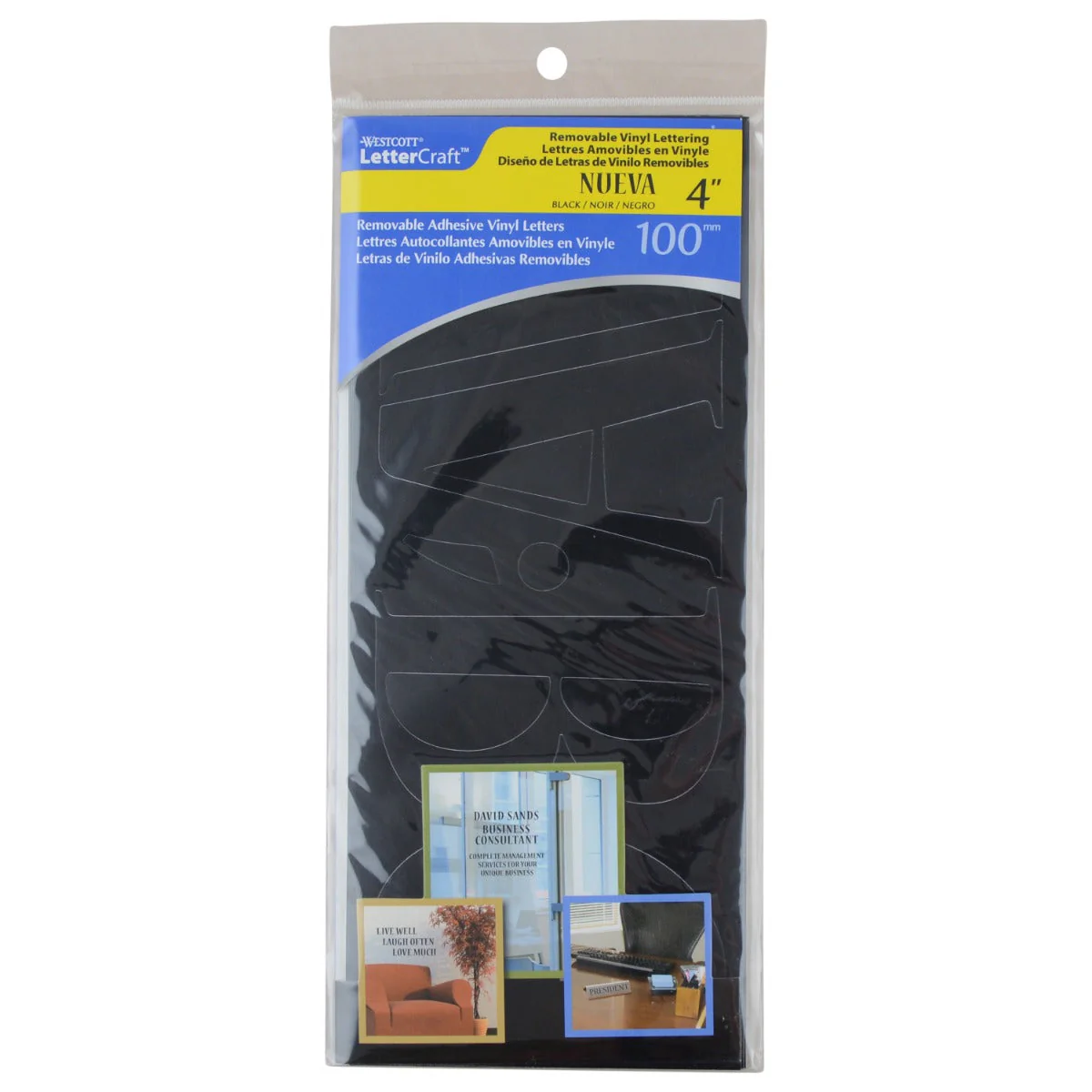 Westcott LetterCraft 4" Removable Vinyl Lettering, Nuevo Font, Black (15859) - Image 2