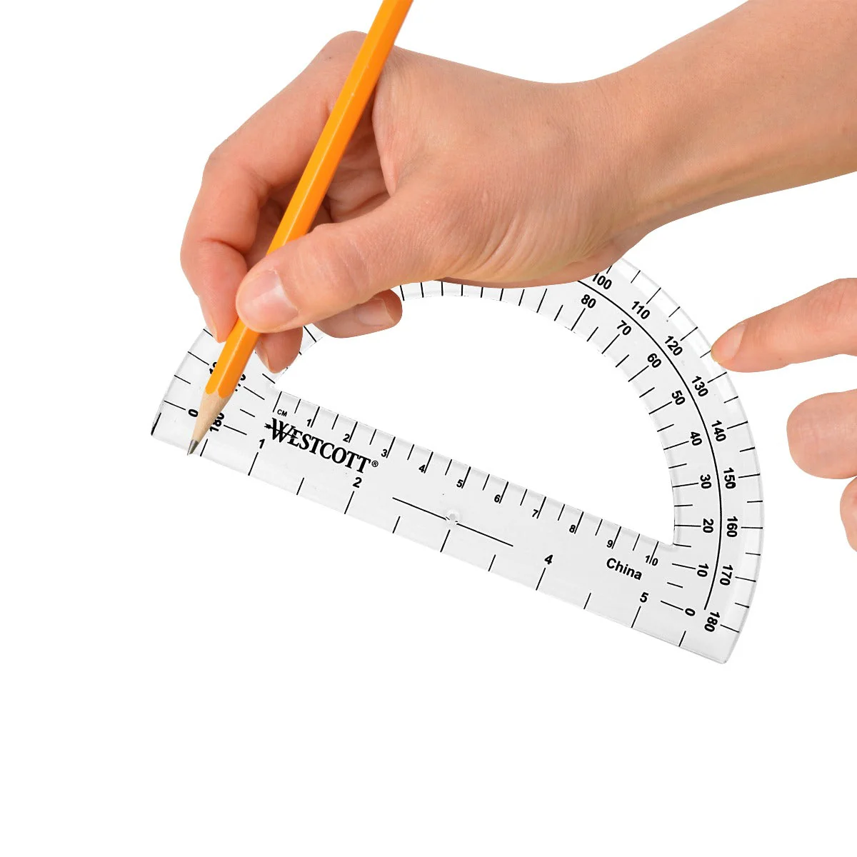 Westcott 6" Plastic 180 Degree Protractor, Clear (11200) - Image 6