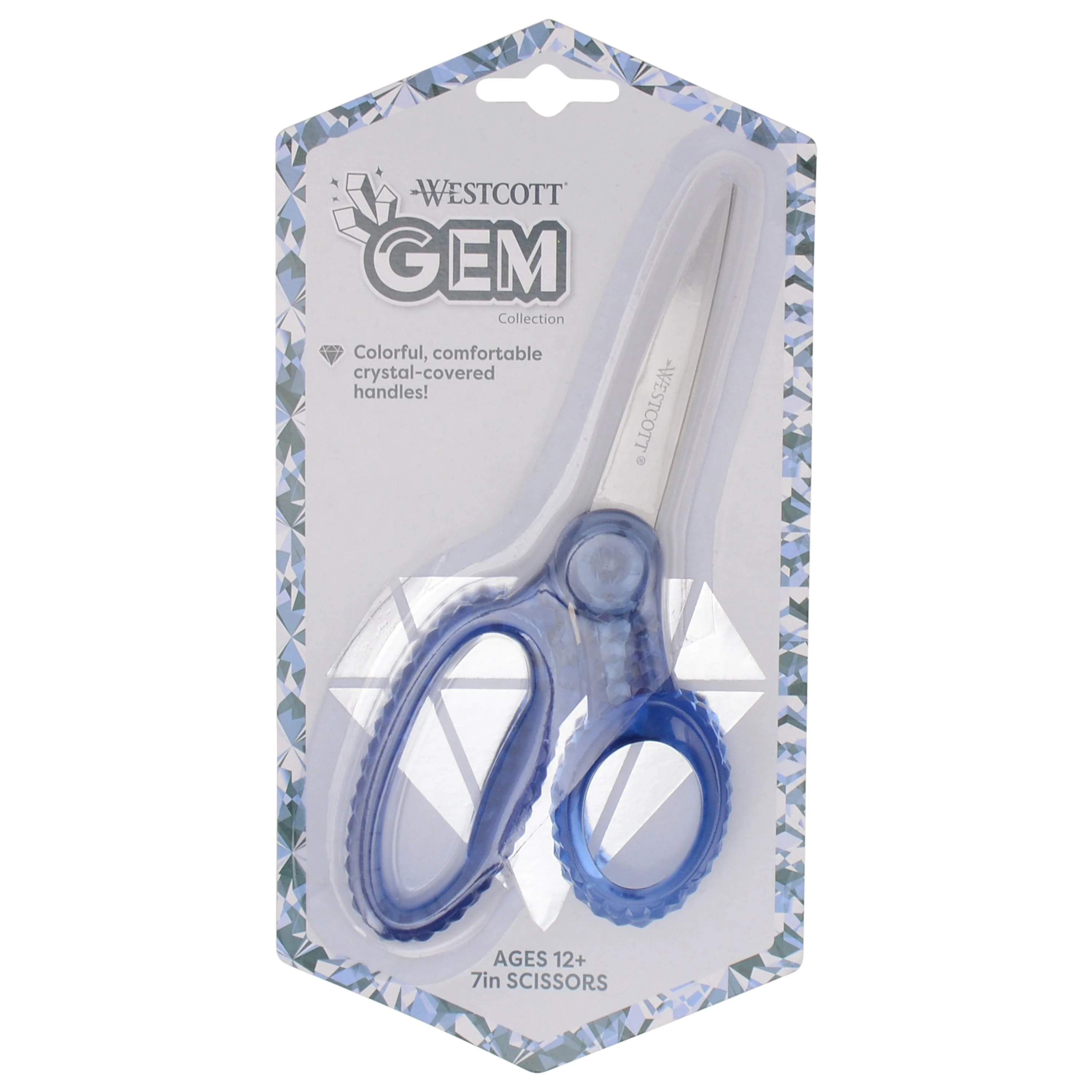 Westcott 7" GEM Crystal-Covered Student Scissors, for Kids Aged 12+ - Scissors for School, Craft, Home, DIY, Classroom - Blue (00705-PARENT) - Image 6