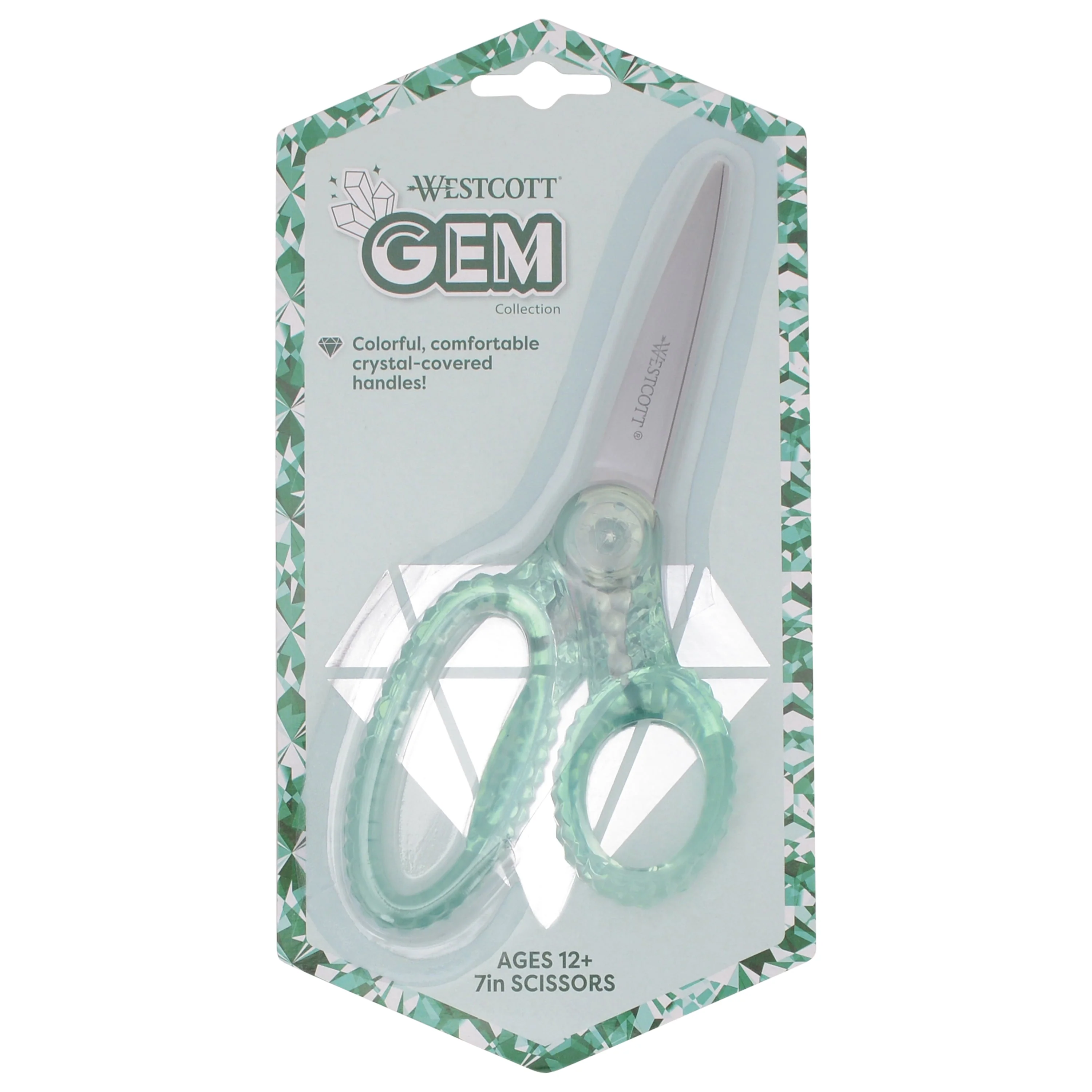 Westcott 7" GEM Crystal-Covered Student Scissors, for Kids Aged 12+ - Scissors for School, Craft, Home, DIY, Classroom - Green (00706-PARENT) - Image 8
