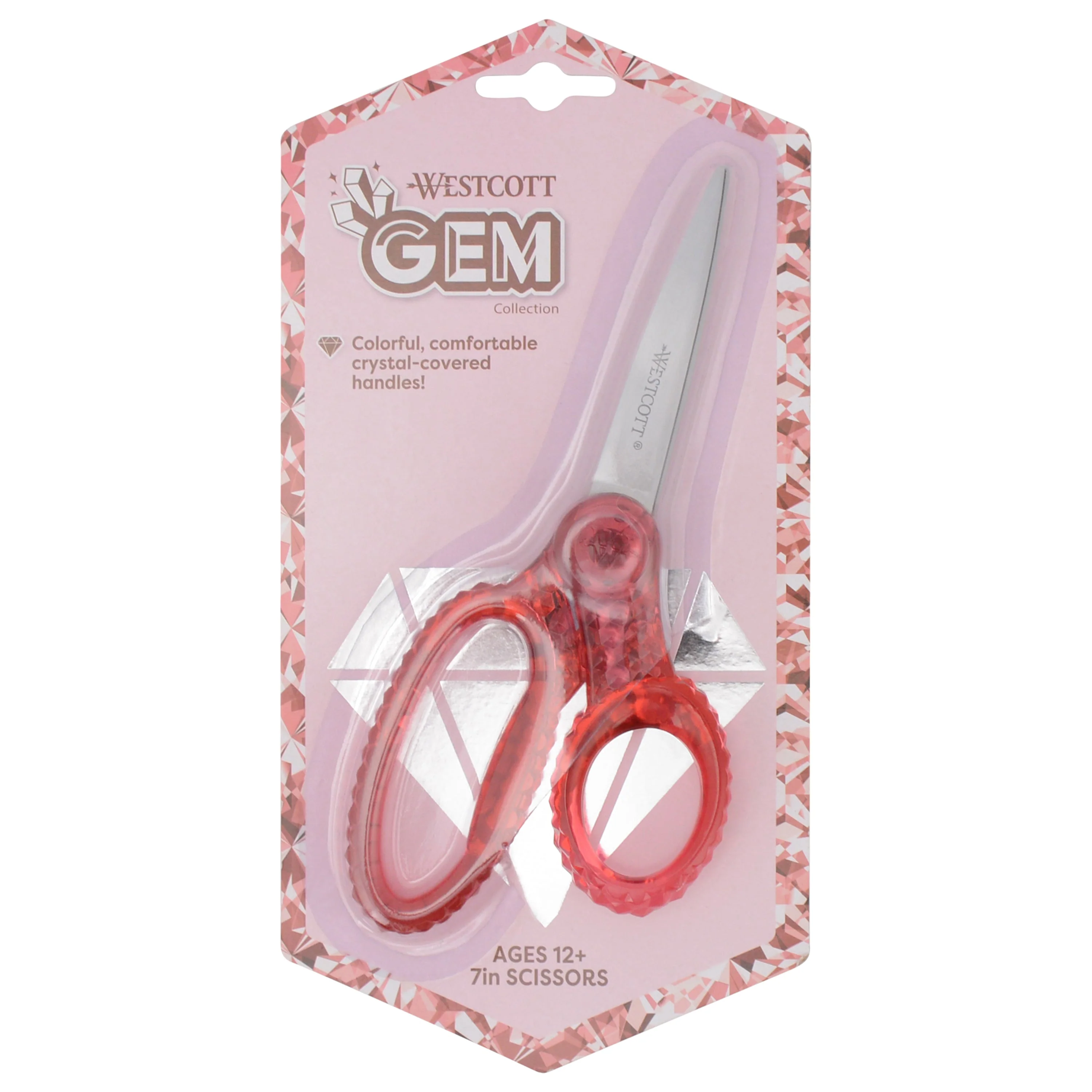 Westcott 7" GEM Crystal-Covered Student Scissors, for Kids Aged 12+ - Scissors for School, Craft, Home, DIY, Classroom - Pink (00704-PARENT) - Image 8