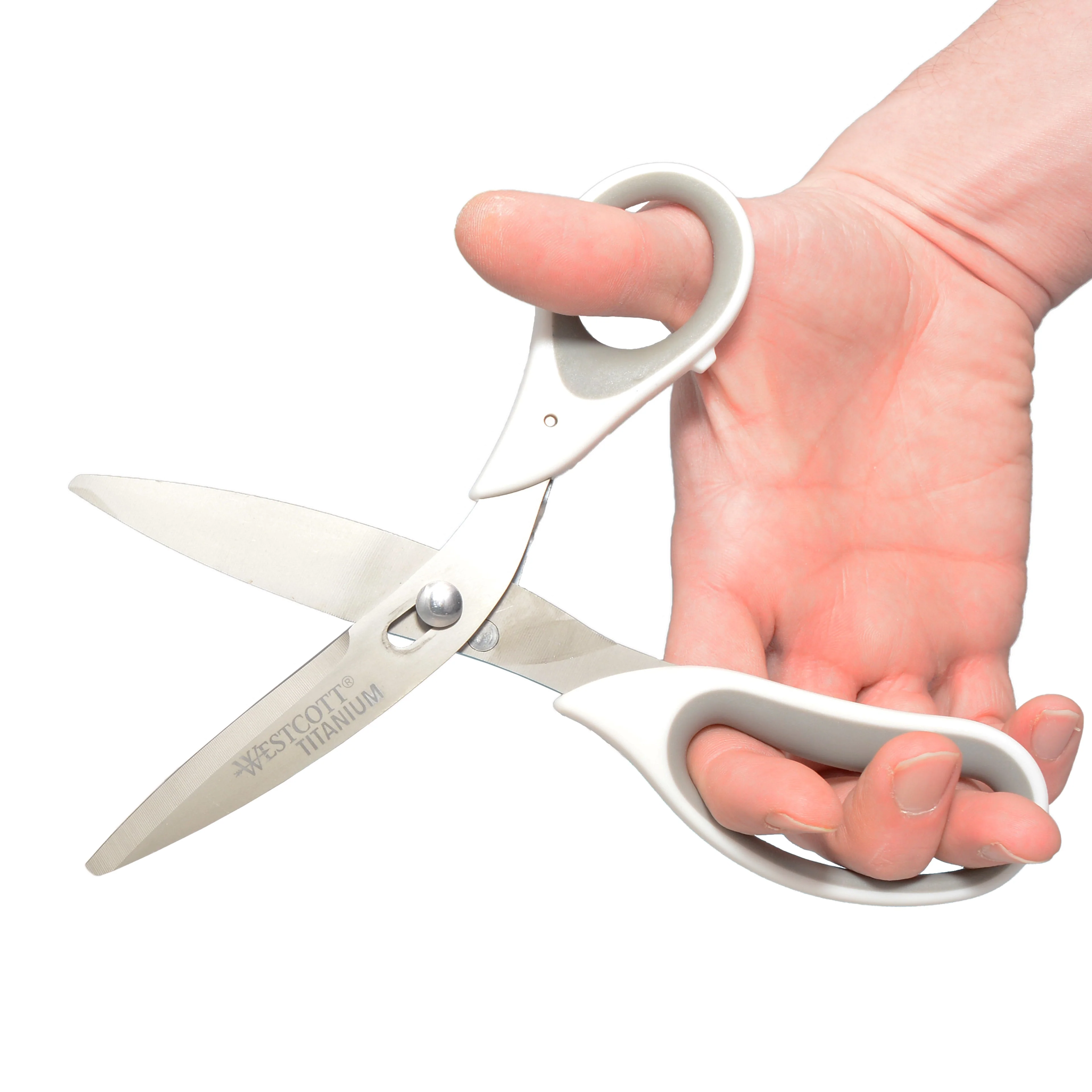 Westcott 8.5" Power Pivot Titanium Bonded Soft Handle High-Leverage Crafting and Fabric Scissors, White (00508) - Image 4