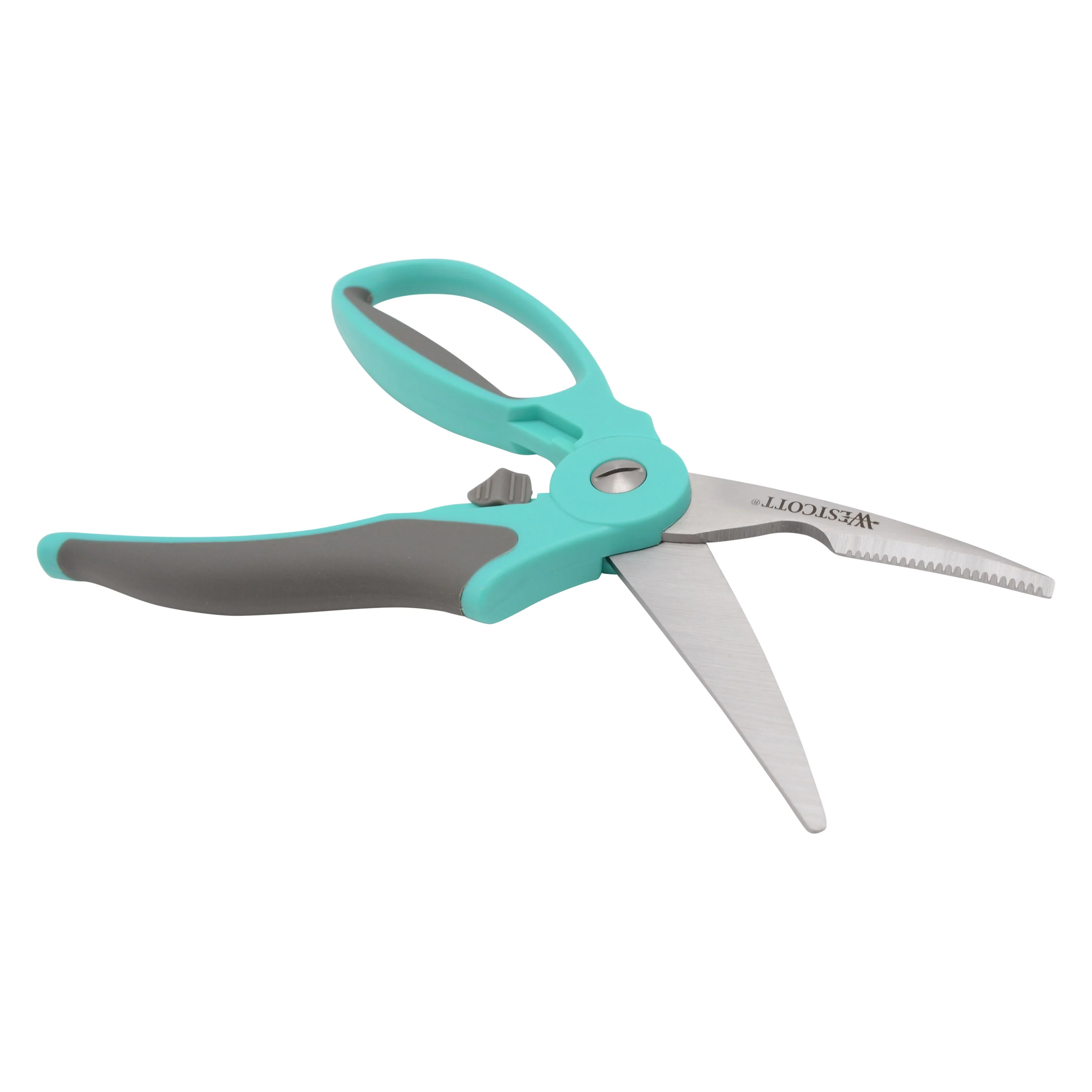 Westcott 9" Titanium Bonded Soft Handle Spring Assist Kitchen Shears, Teal (00828) - Image 4