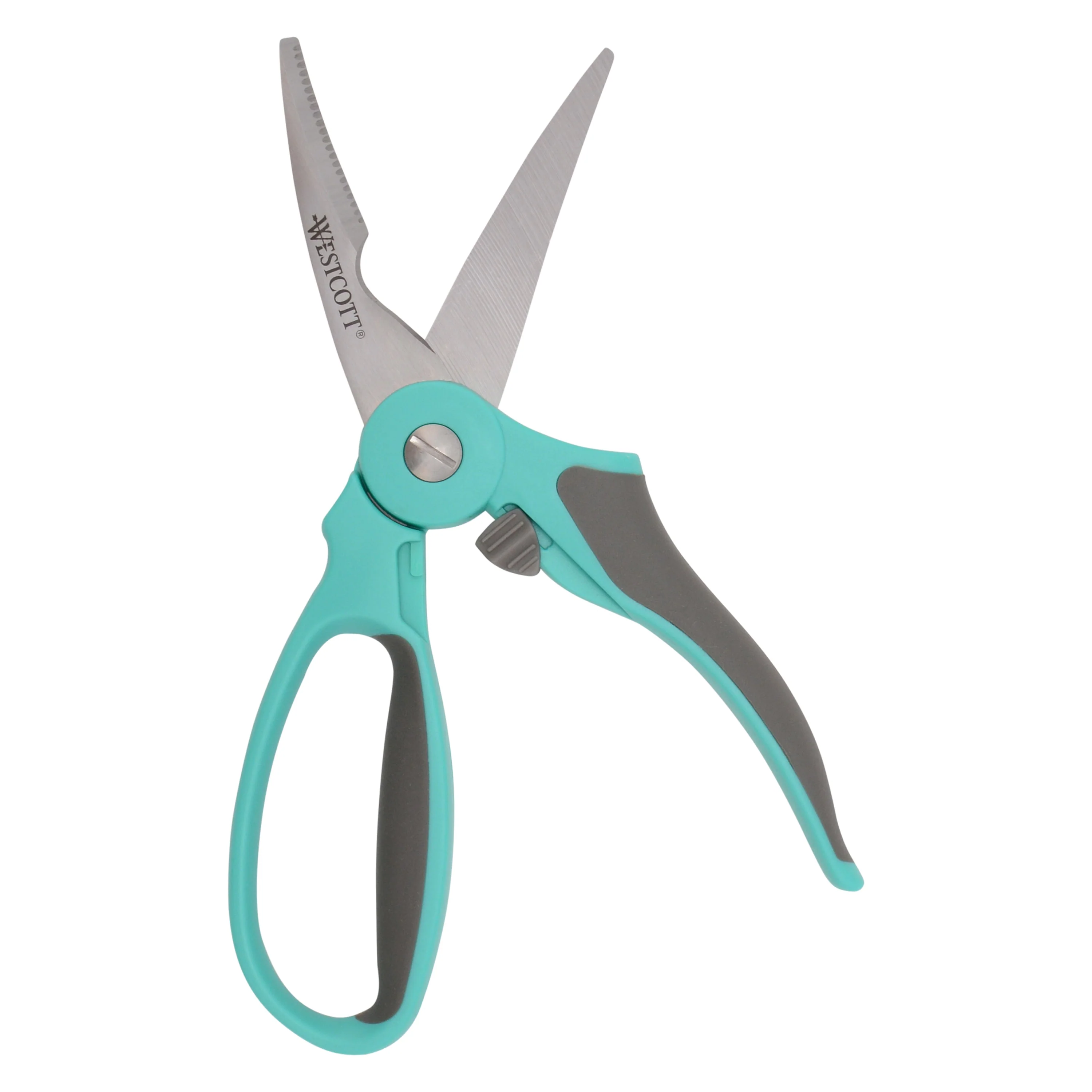 Westcott 9" Titanium Bonded Soft Handle Spring Assist Kitchen Shears, Teal (00828) - Image 7