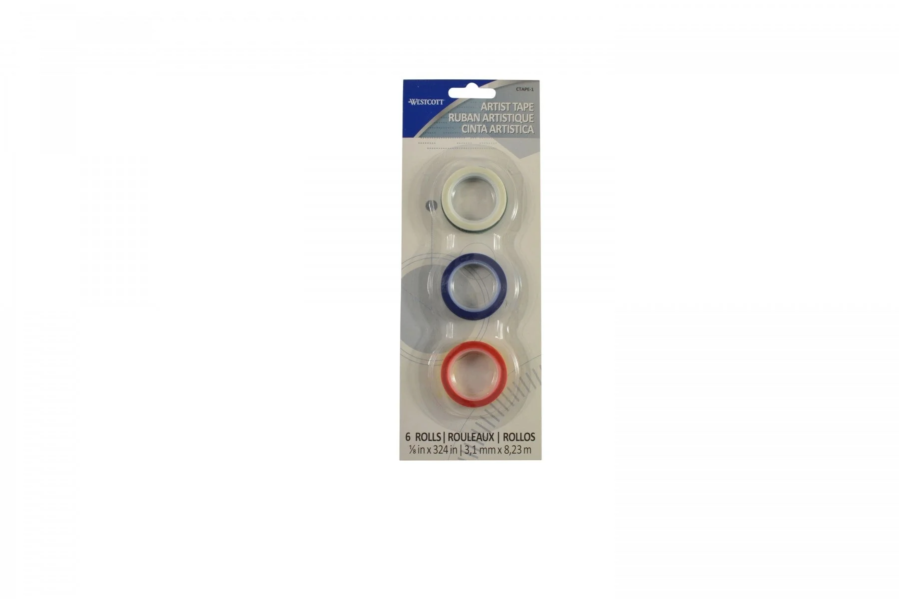 Westcott Artist Tape, 1/8" x 324", Assorted Colors, Set of 6 (CTAPE-1)