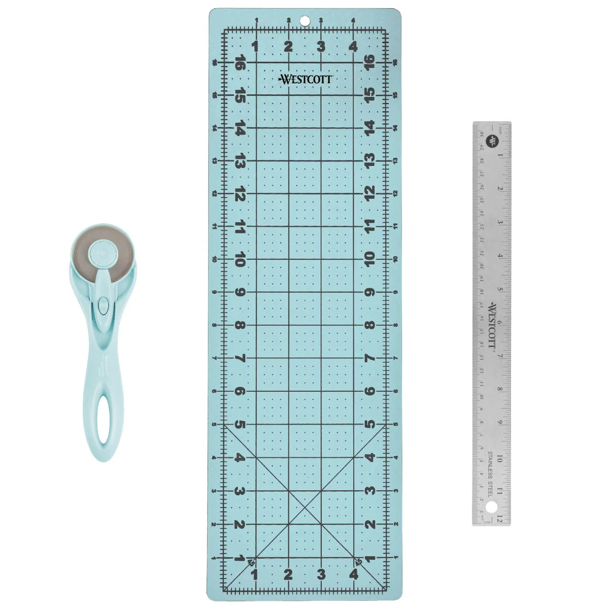 Westcott 3-Piece Craft Set - 45mm Rotary Cutter for Fabric, Cutting Mat, and Ruler (14798) - Image 5