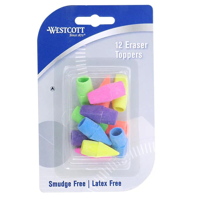 Westcott Eraser Pencil Toppers, Assorted Colors (14891) - Image 2