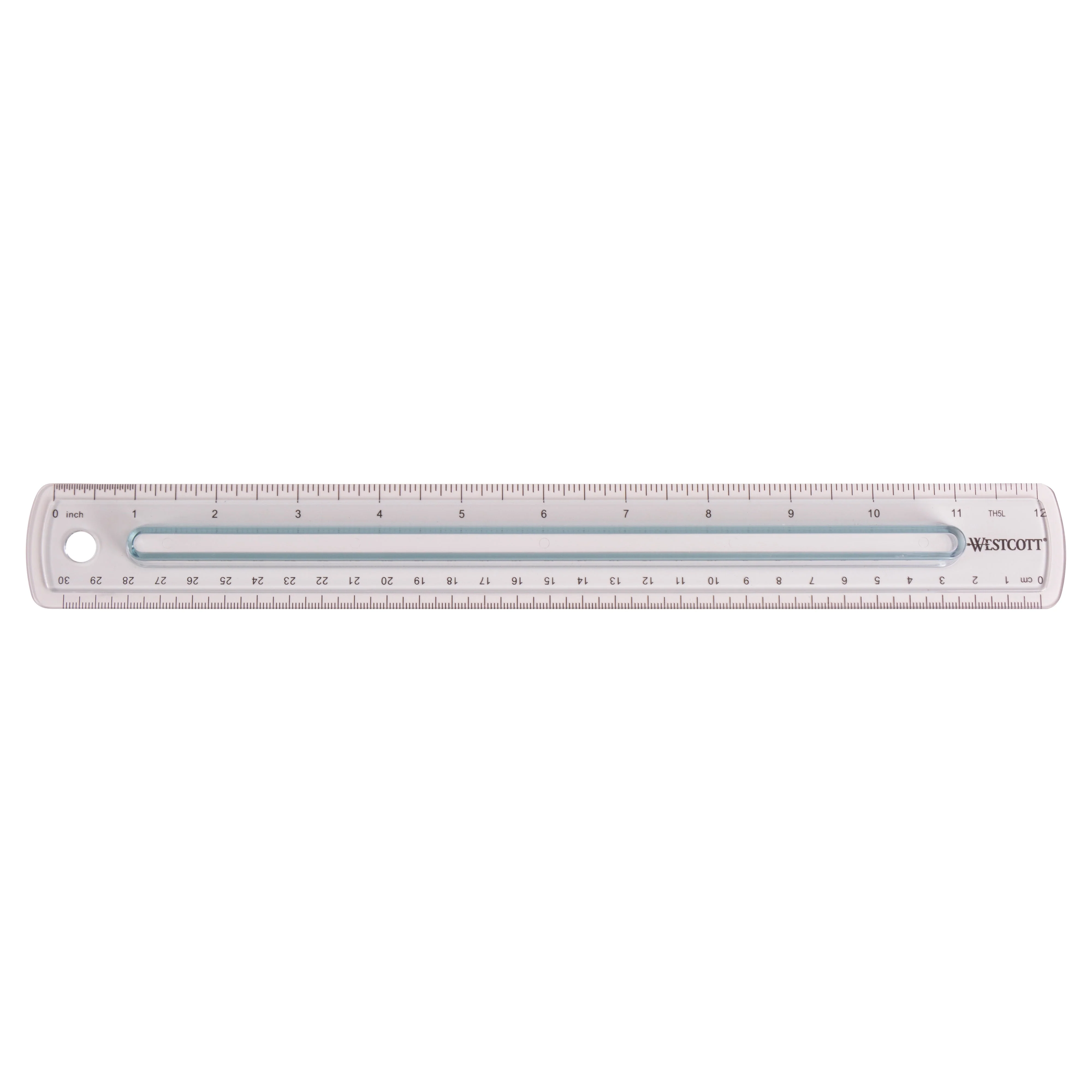 Westcott Finger Grip Ruler, Smoke Plastic, Inches and Metric, 12-Inch (00402)