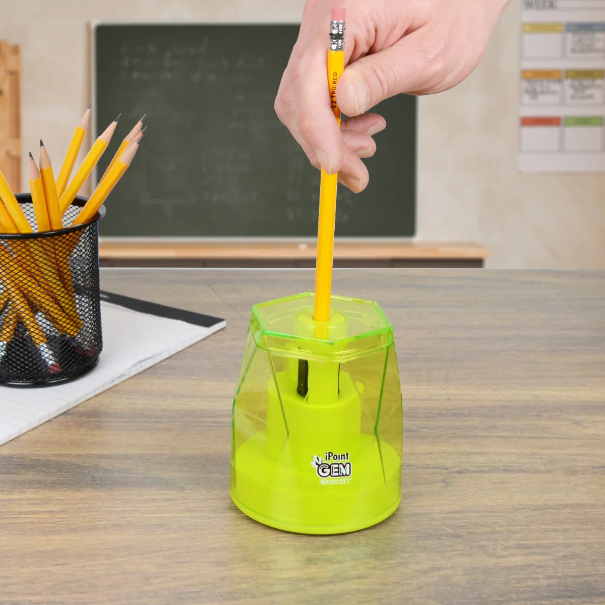 Westcott iPoint® GEM Crystal-Covered Battery Pencil Sharpener, Neon Green (00577-PARENT) - Image 5