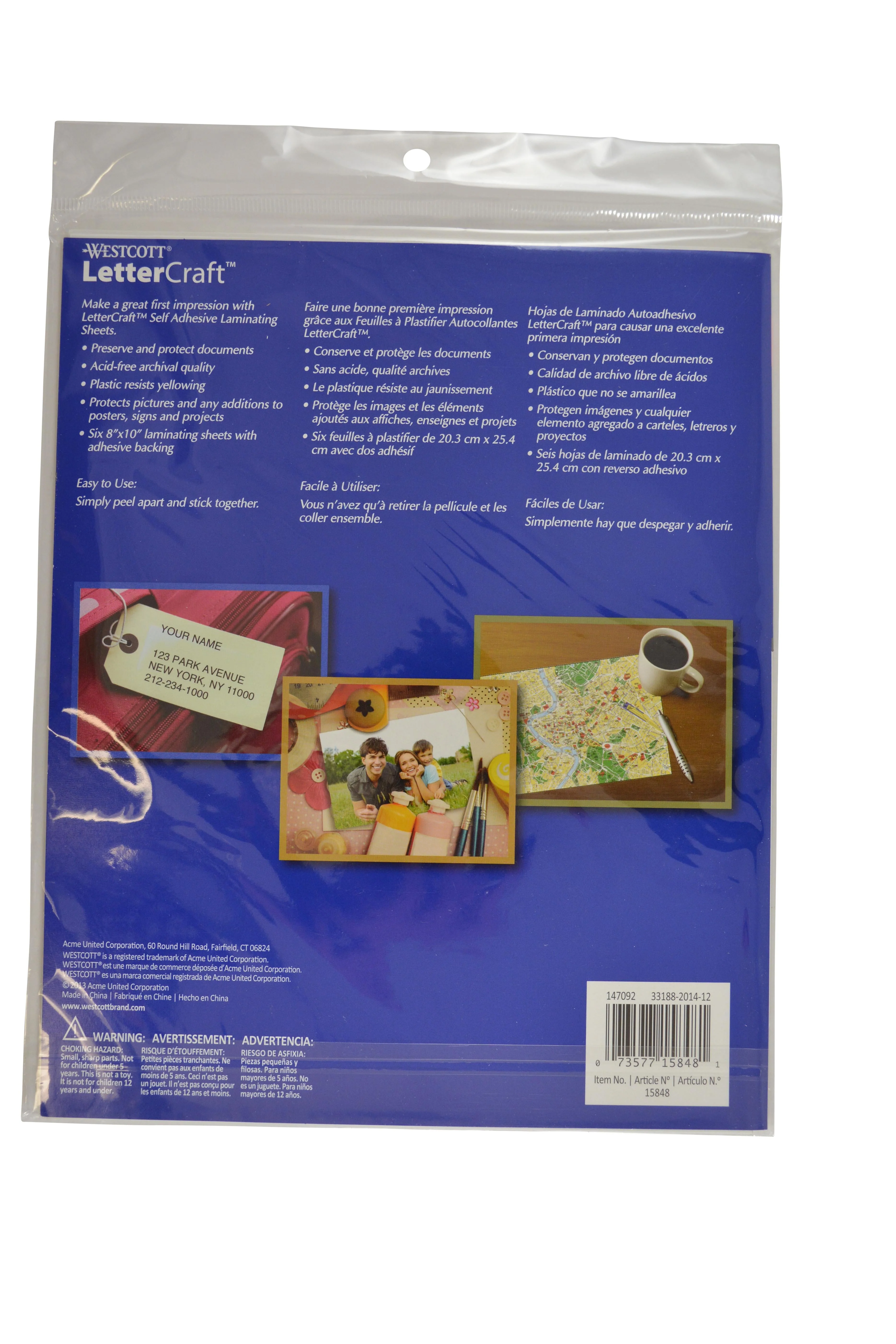Westcott Laminating Sheets, 8 x 10", 6 Sheets (15848) - Image 4
