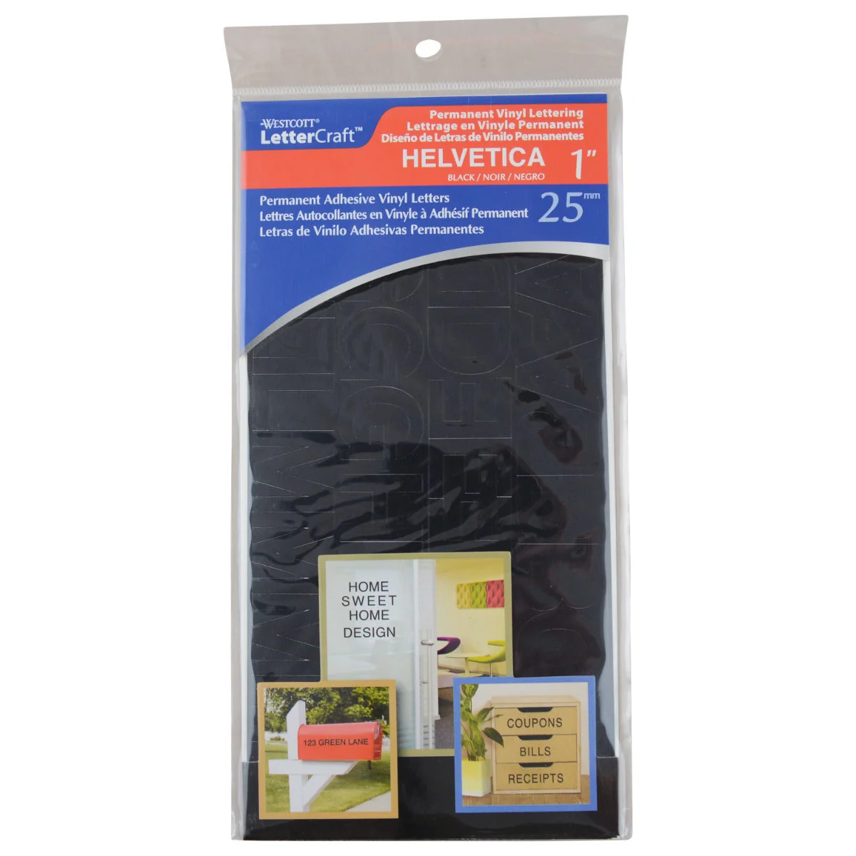 Westcott LetterCraft Permanent Vinyl Lettering Helvetica 1-Inch, Black (15851)