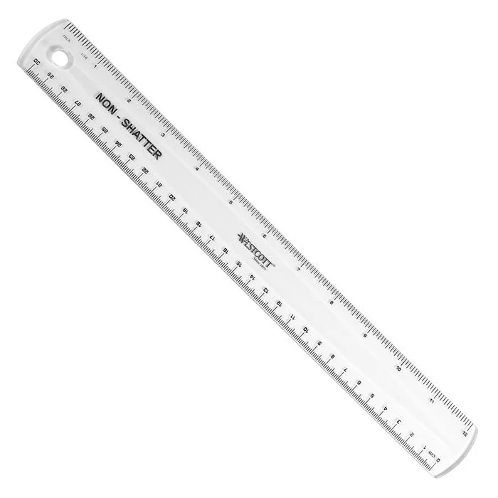 Westcott Shatterproof Ruler, Clear, 12 Inches (13862)