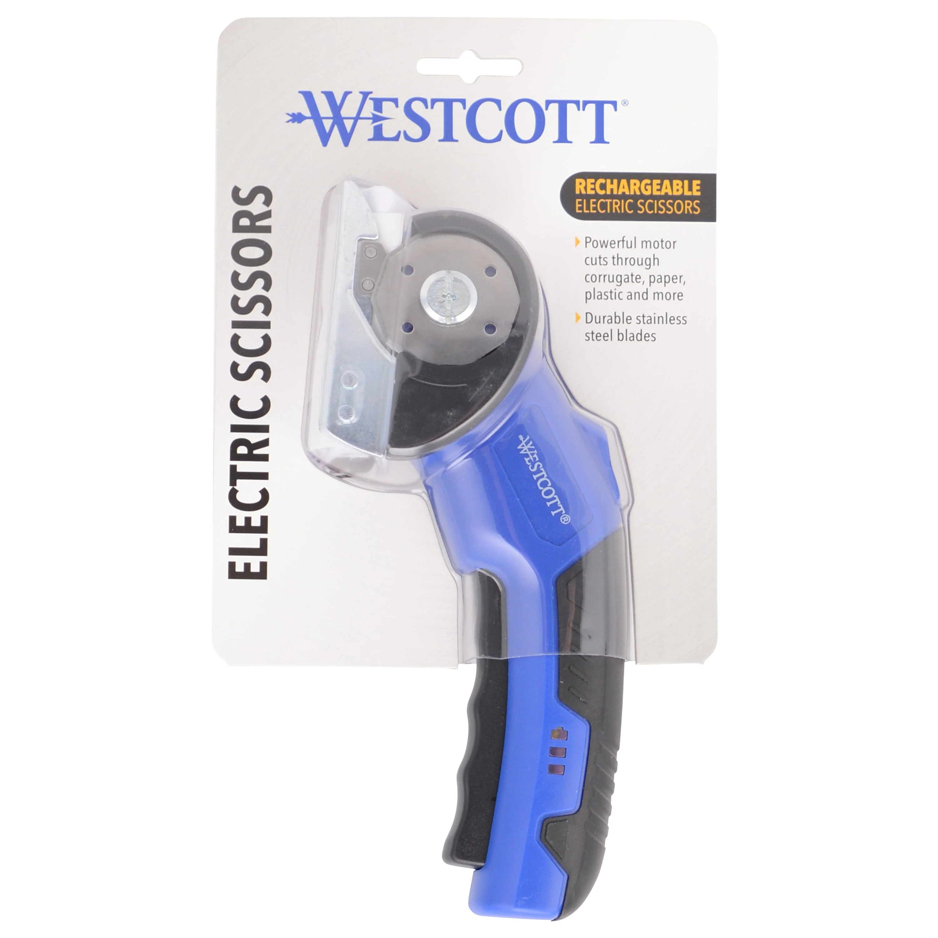 Westcott Rechargeable Electric Scissors, Cordless Power Scissors with Built-In Battery, Stainless Steel Blades Cut Up to 1/4", Ergonomic Comfort Grip, Cuts Cardboard, Fabric, Plastic & Packaging (00999-Parent) - Image 10