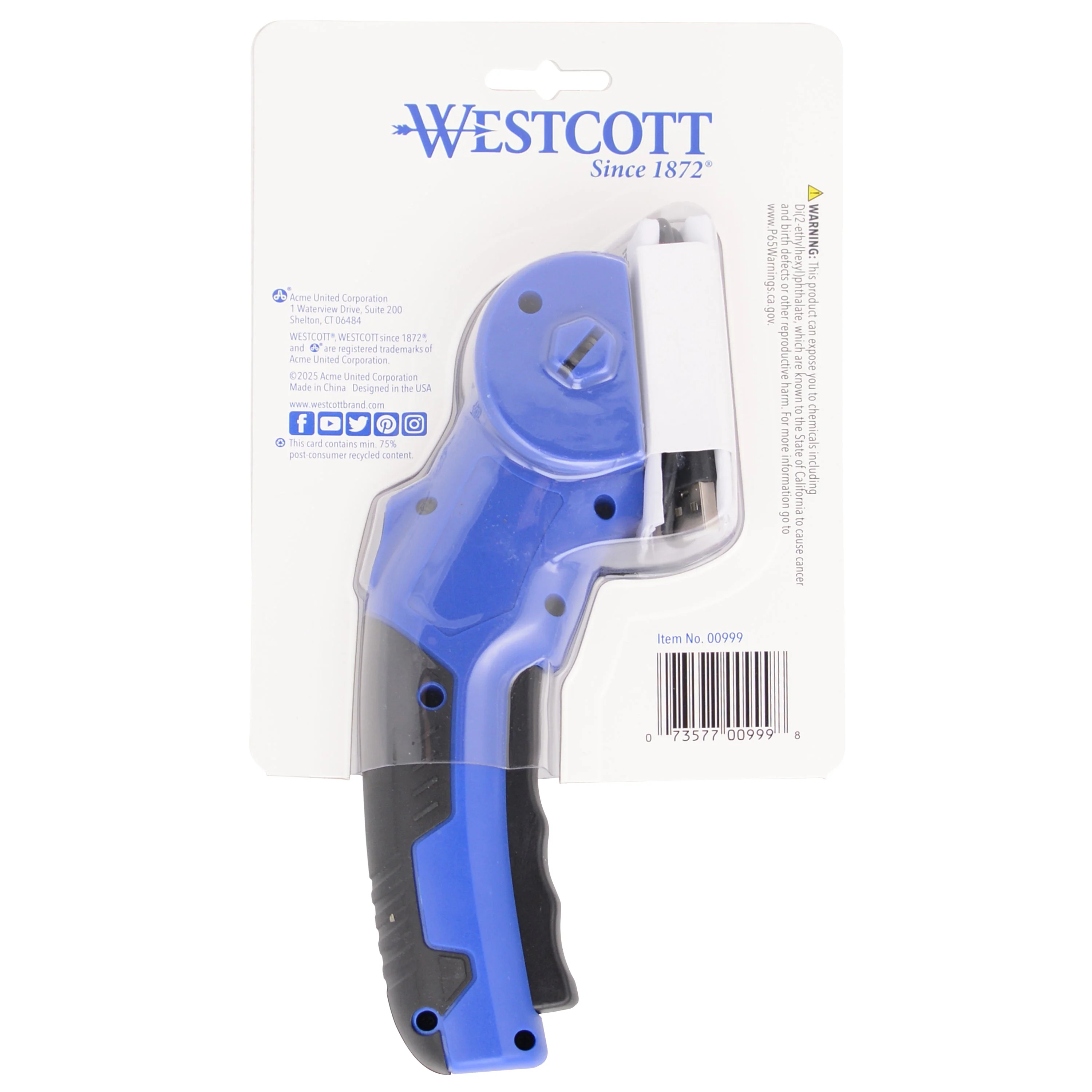 Westcott Rechargeable Electric Scissors, Cordless Power Scissors with Built-In Battery, Stainless Steel Blades Cut Up to 1/4", Ergonomic Comfort Grip, Cuts Cardboard, Fabric, Plastic & Packaging (00999-Parent) - Image 11