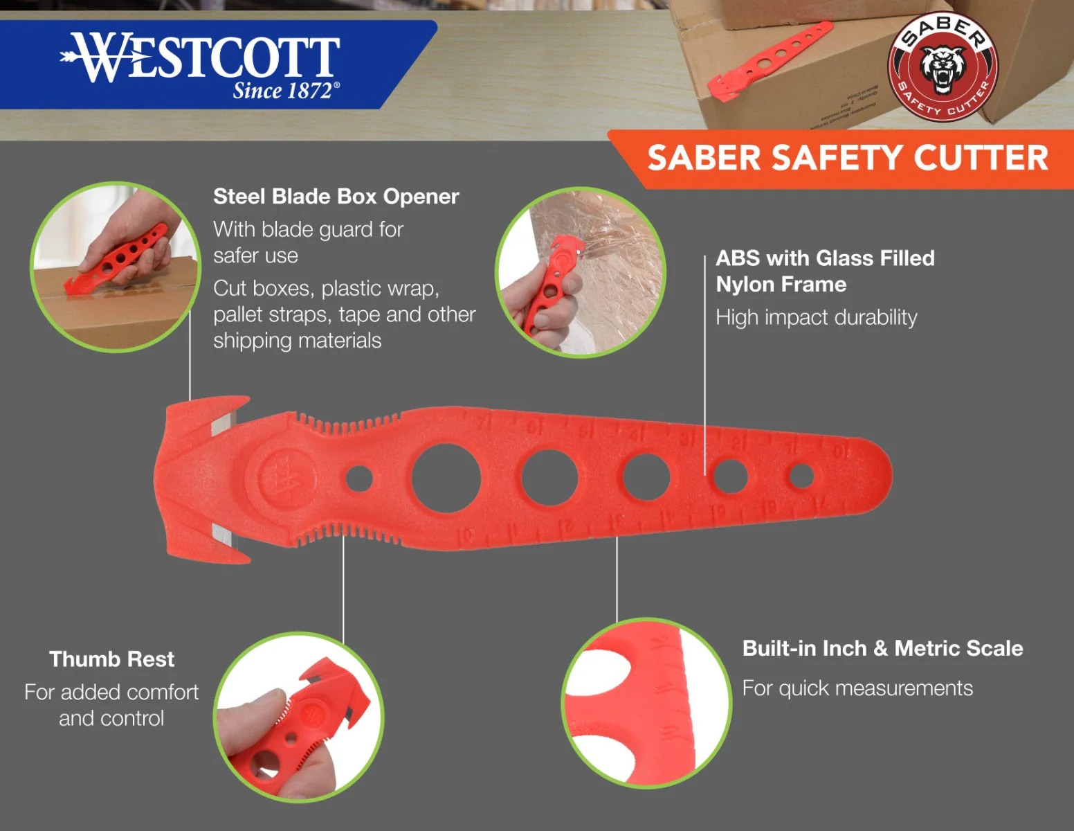 Westcott Saber Safety Cutter Red, 5pk - Image 7