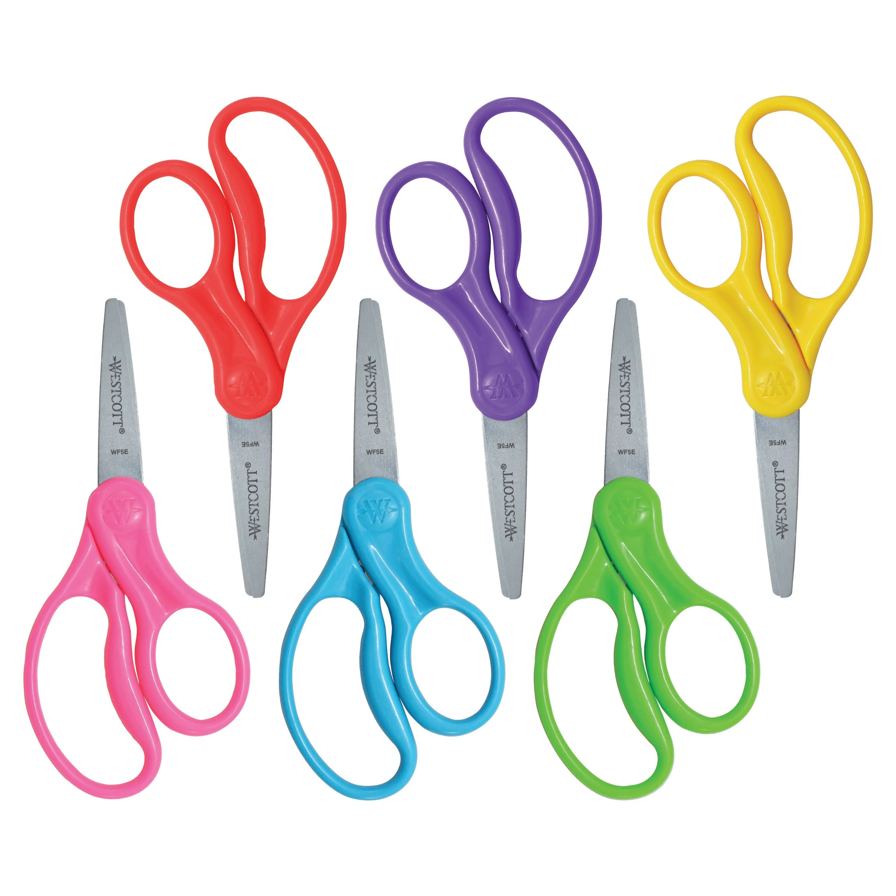 Westcott School Left and Right Handed Kids 5" Scissors, Pointed, 6 Pack (16455)