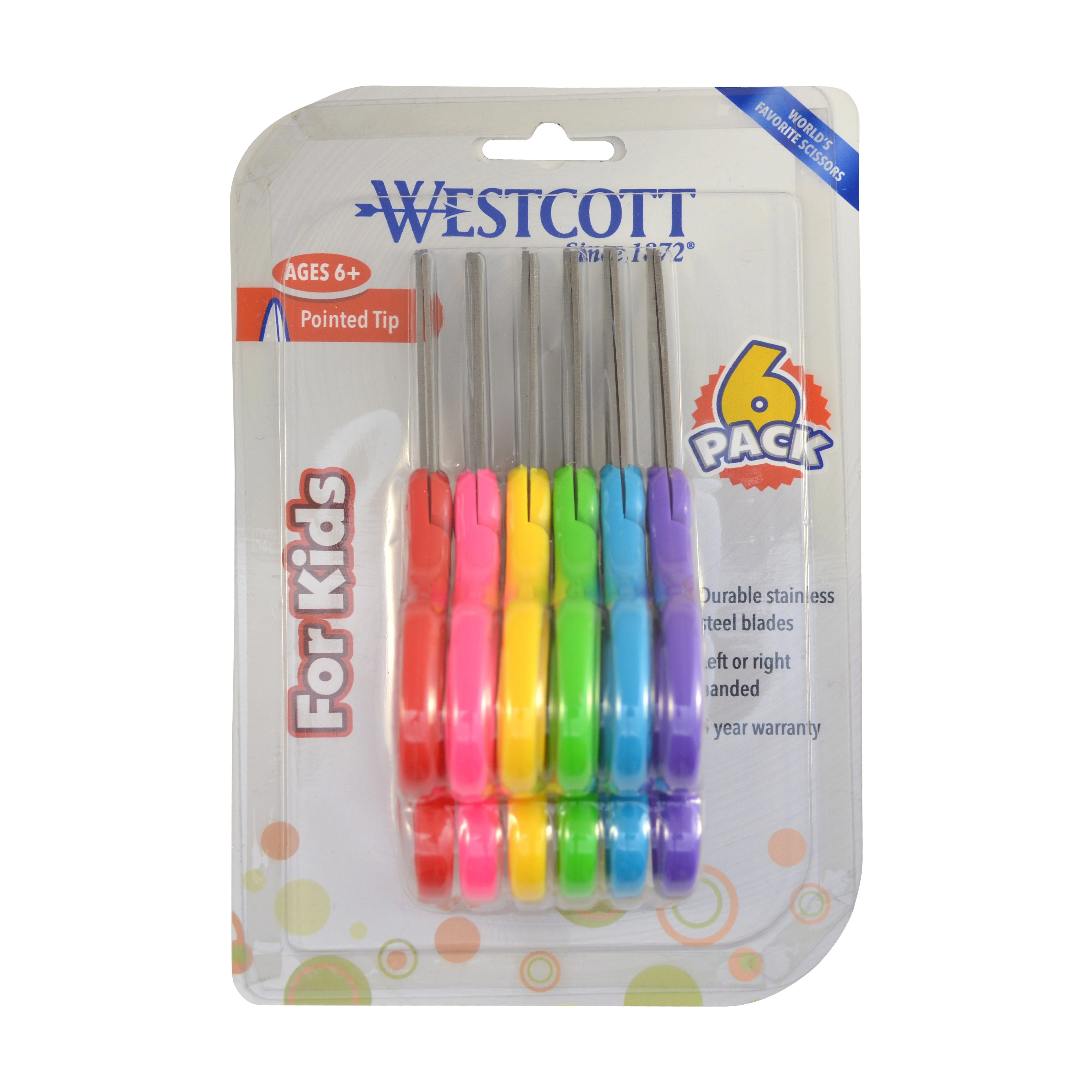 Westcott School Left and Right Handed Kids 5" Scissors, Pointed, 6 Pack (16455) - Image 2