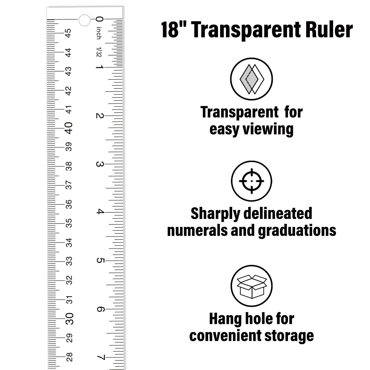 Westcott Acrylic Ruler, 18", Clear (10564) - Image 4