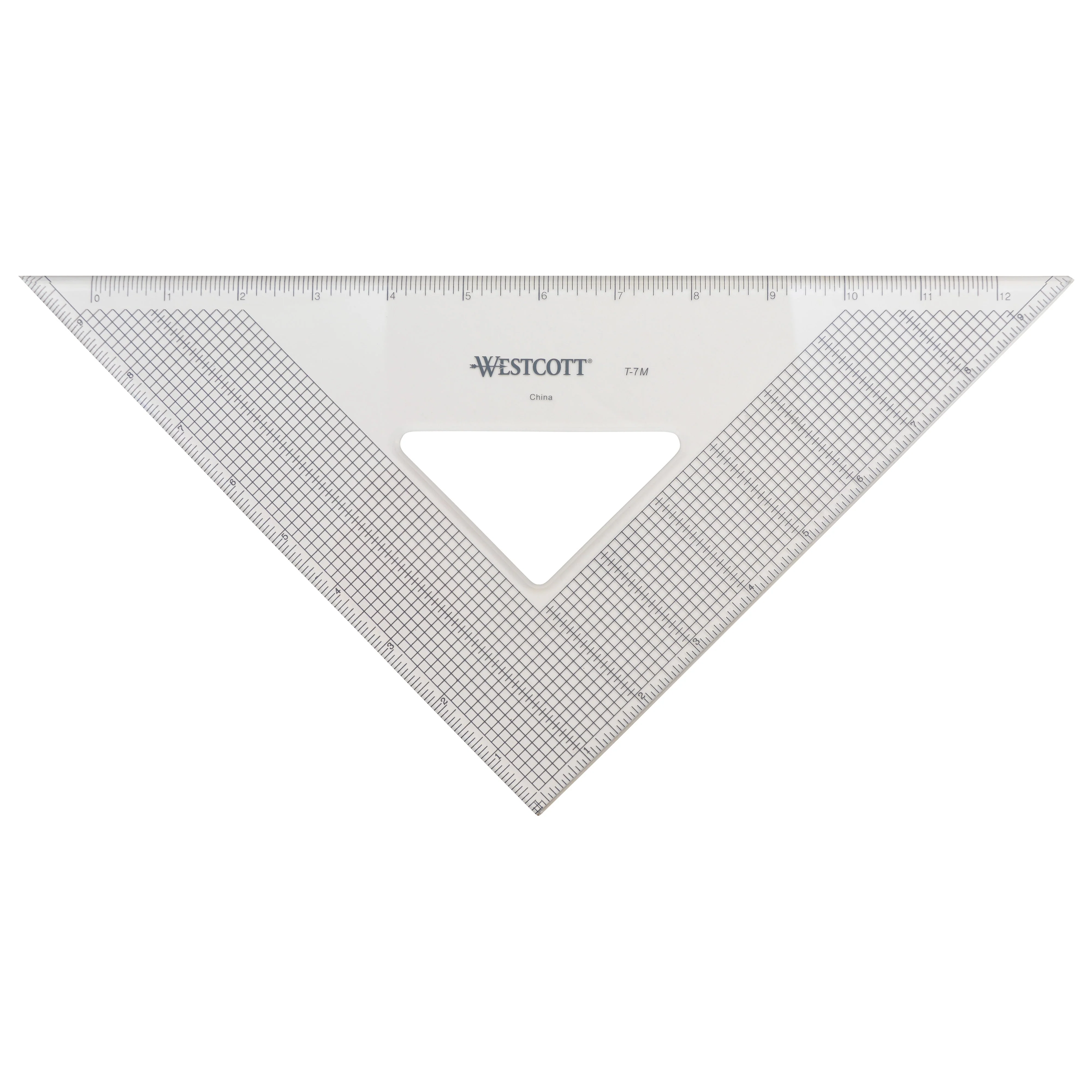 Westcott Grid Triangle, 10", 45/90 Degree, Transparent (T-7M)